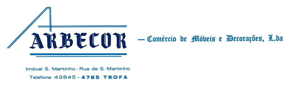 Logótipo original da Arbecor — Comércio de Móveis e Decorações, L.da, utilizado na fundação da empresa, em 1984.